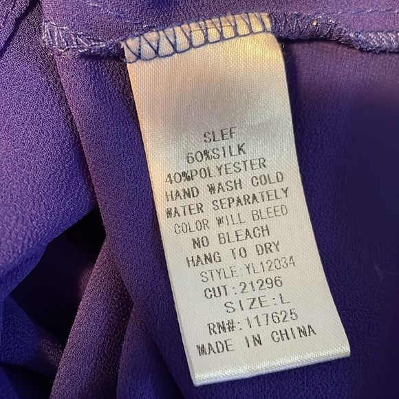 YA Los Angeles sz L indigo purple-blue sleeveless top gold embroidered 60% silk - Picture 12 of 13